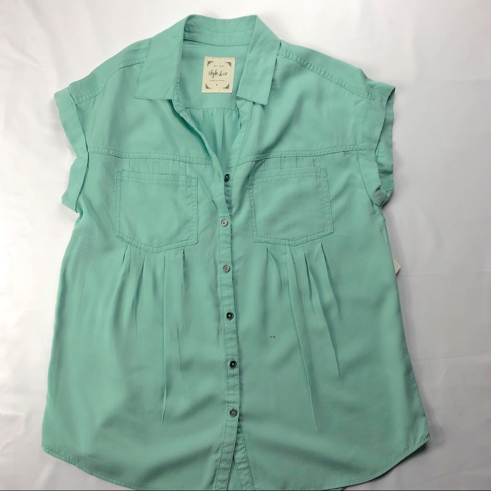 Style & Co Button Up Pleated Shirt